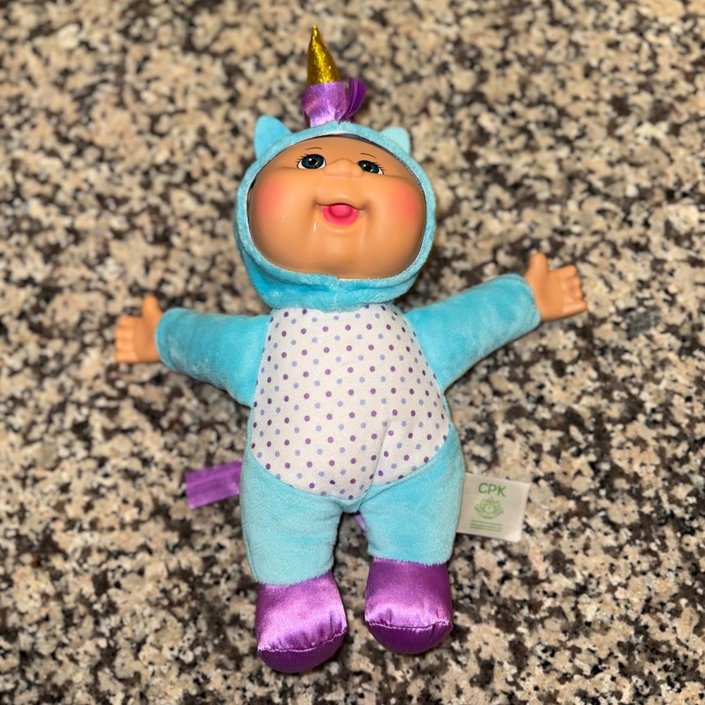 Cabbage Patch Kids Cuties Blue Purple Unicorn Plush Doll Gold Horn CPW0900